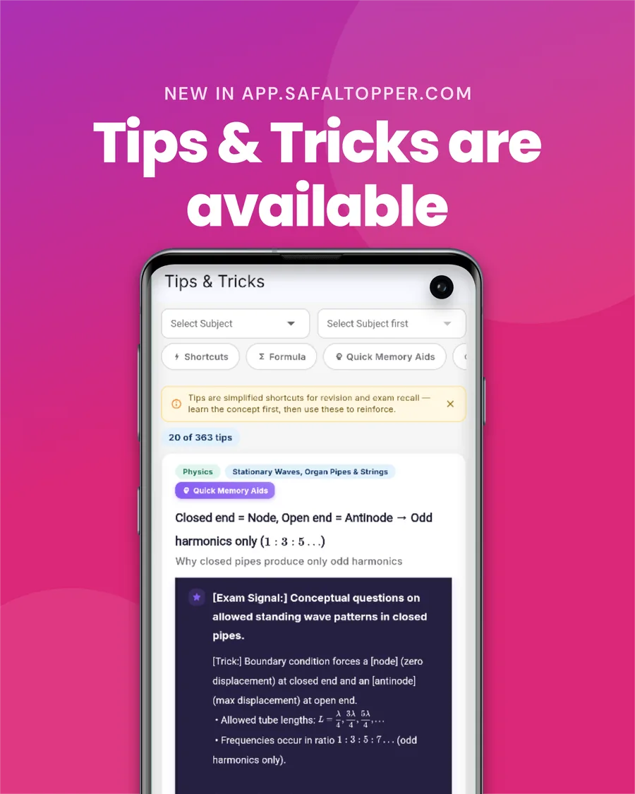 SafalTopper app on a phone showing MECEE-BL tips and tricks with self-test mode